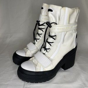 Converse White and Black Lace-Up Platform Boots
